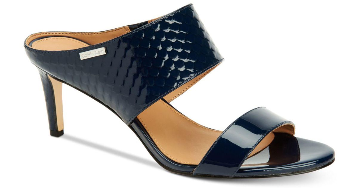 calvin klein women's cecily slip on heeled dress sandals