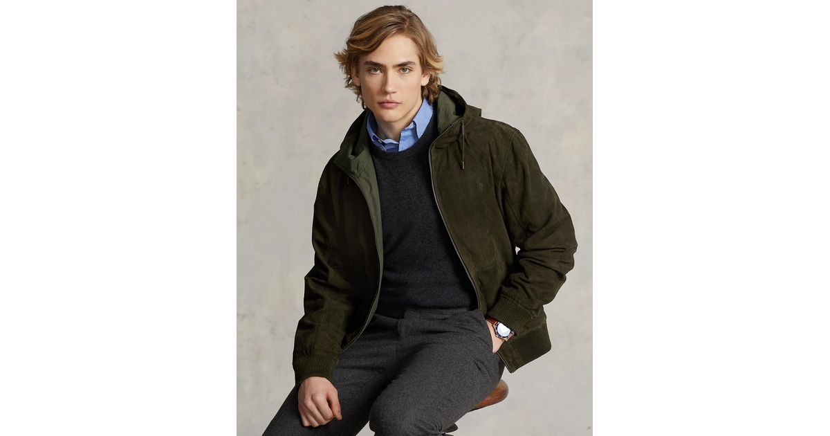 Polo Ralph Lauren Reversible Suede-taffeta Hooded Jacket in Brown for ...