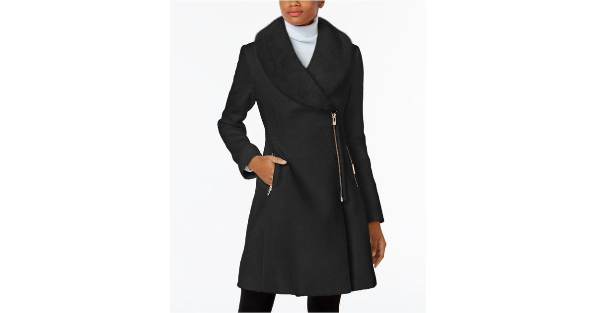Inc International Concepts Faux Fur Trim Asymmetrical Walker Coat Created For Macy S Reviews Coats Women Inc International Concepts Textured