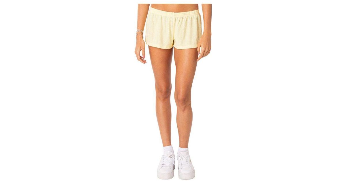 Edikted Irene Low Rise Pointelle Micro Shorts in White | Lyst