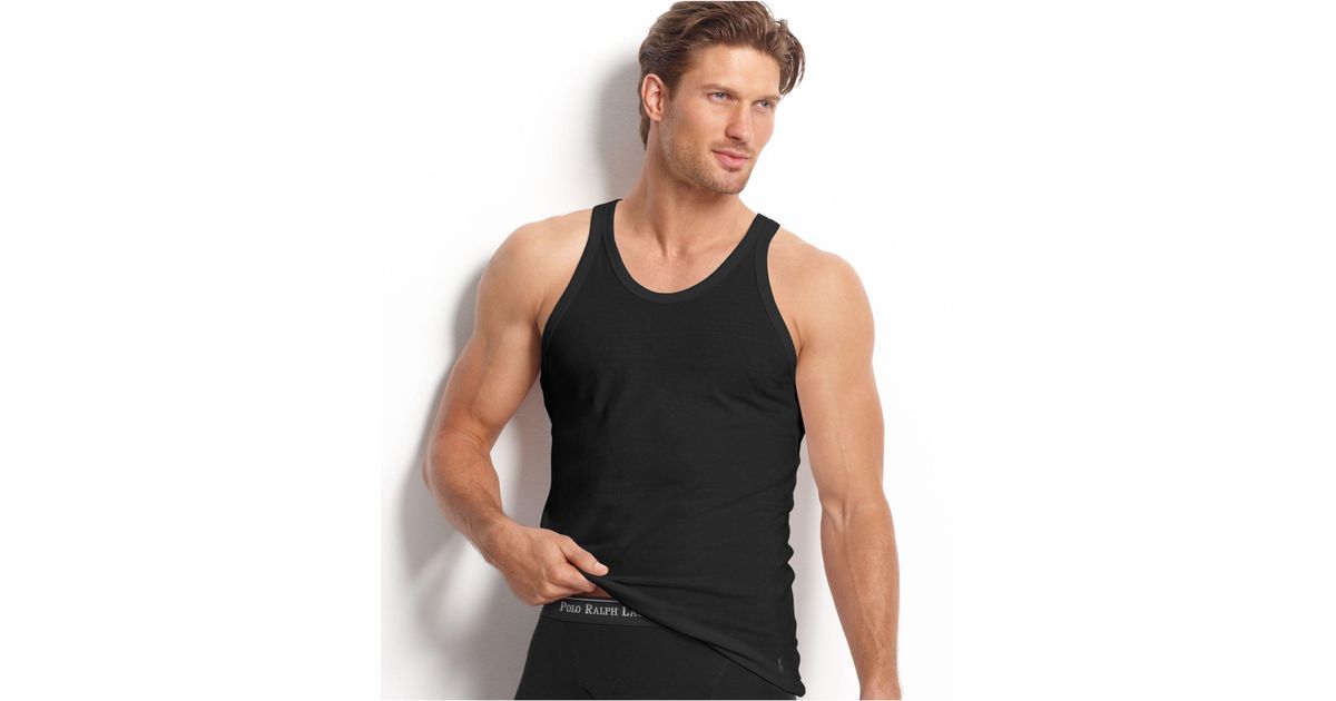 Polo Ralph Lauren Men's Underwear, Slim-fit Stretch Cotton Jersey Tank 3  Pack in Black for Men | Lyst