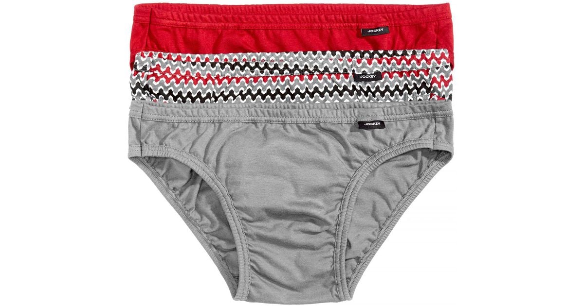 Jockey Cotton Underwear, Elance Bikini 3-pack in Gray for Men | Lyst