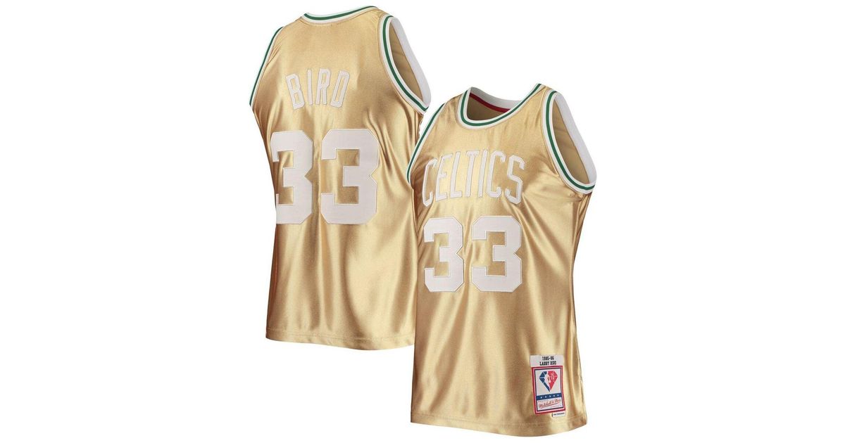 Mitchell & Ness Synthetic Larry Bird Gold Boston Celtics 75th
