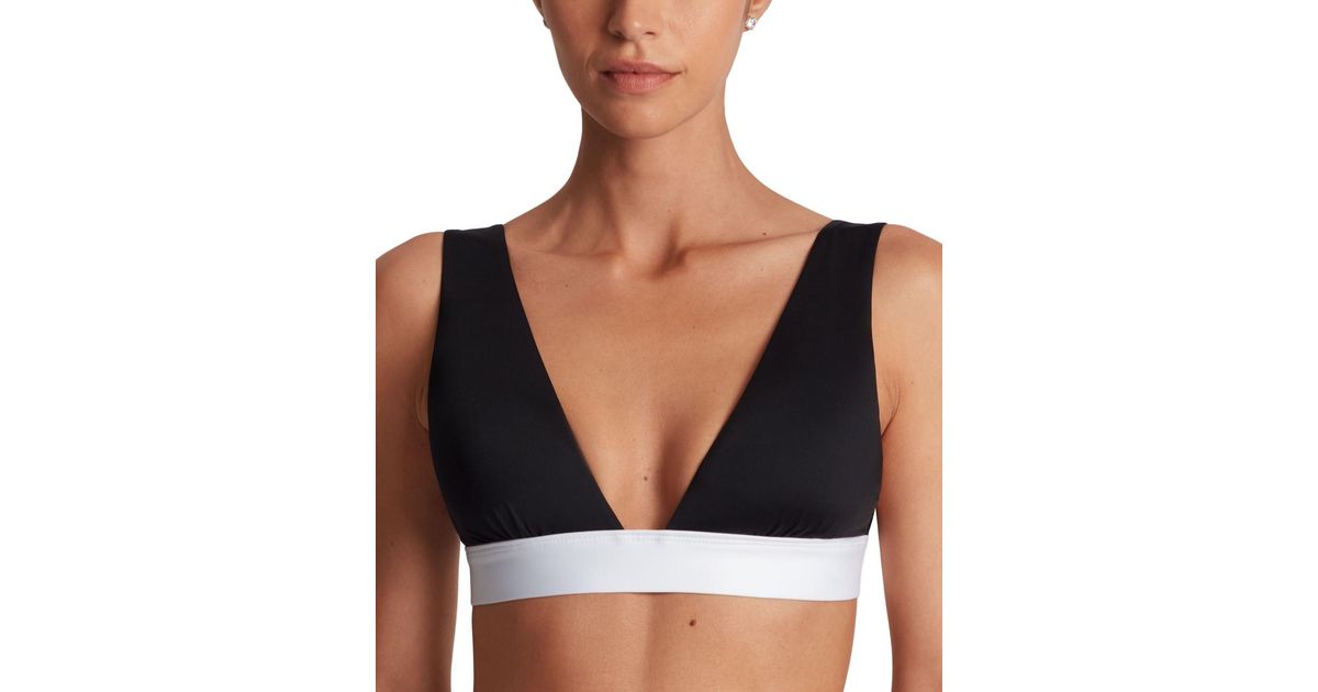 Ralph Lauren Banded Modern V-neck Bikini Top in Black | Lyst