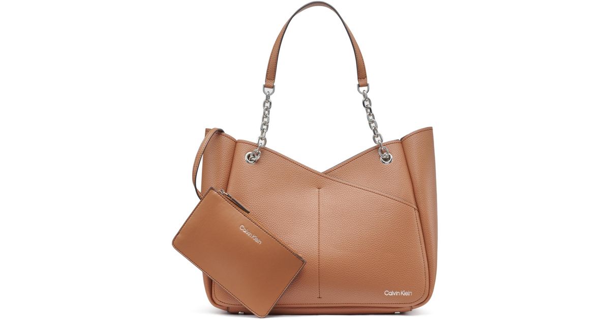Calvin Klein Zoe Large Tote Bag in Brown | Lyst