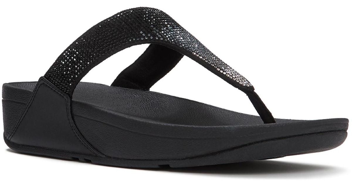 Crystal Toe Fitflop Lulu Ombre Crystal Toe Post Wedge Sandals in Black | Lyst