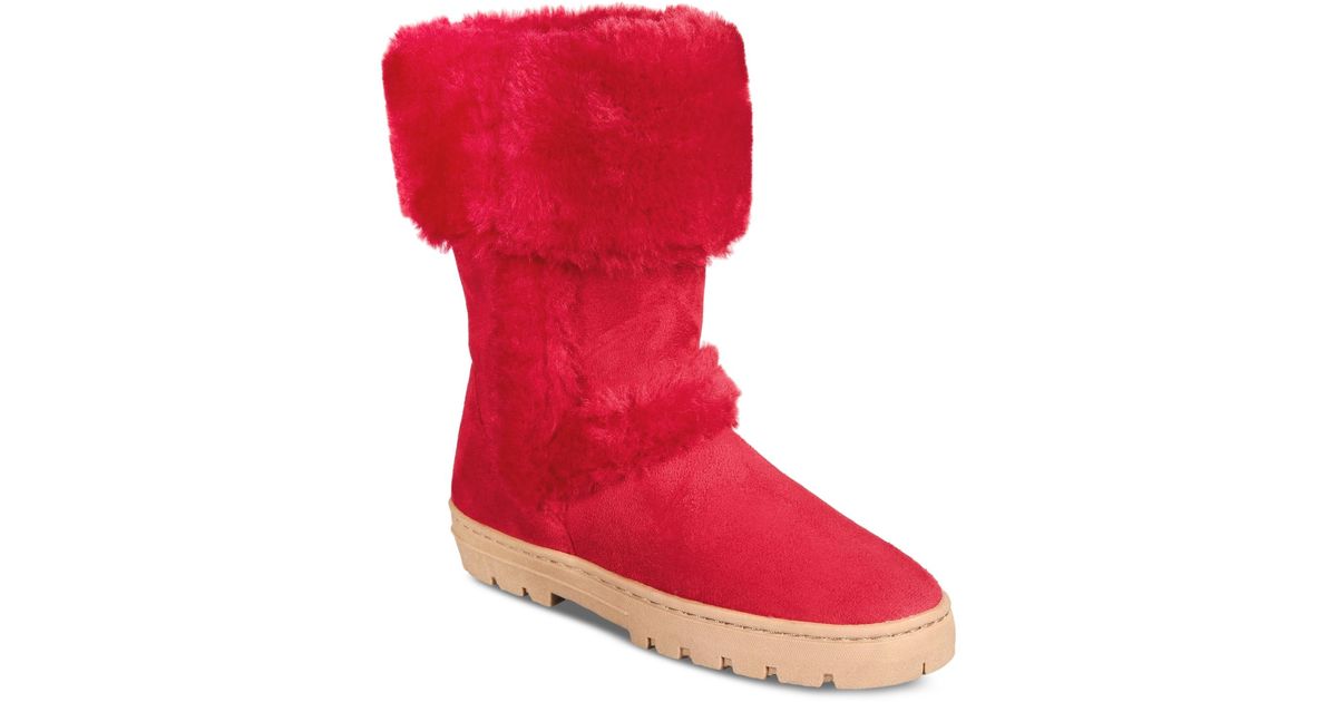 Macy's red boots sale