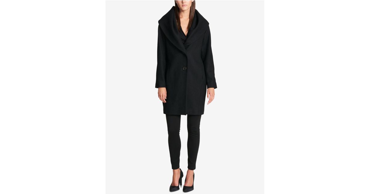 DKNY Shawl-collar Walker Coat in Black | Lyst