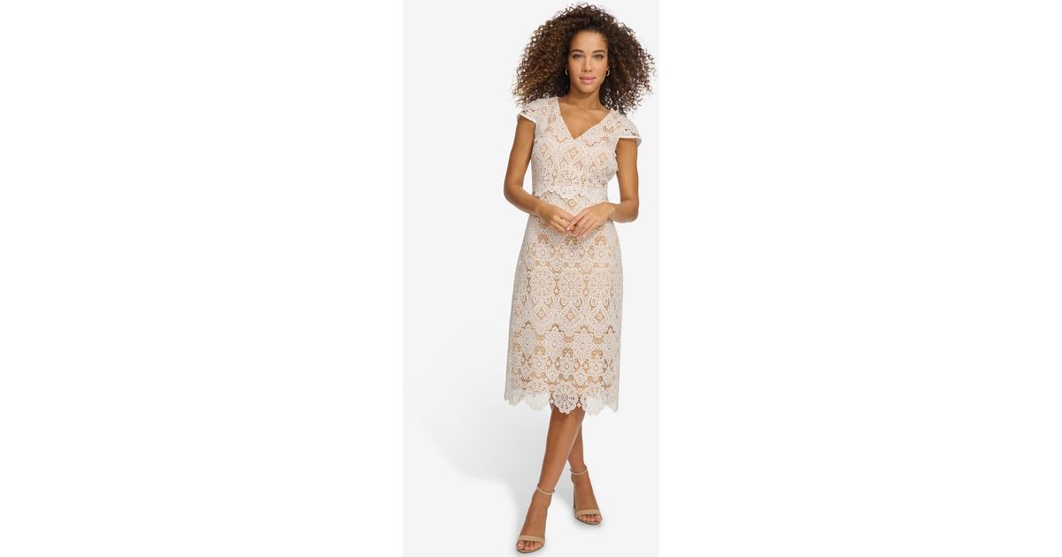 Kensie Floral lace A line Dress in Natural Lyst