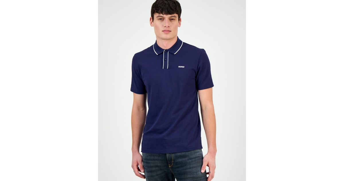 BOSS Hugo By Dalombi Button-placket Polo Shirt in Blue for Men | Lyst