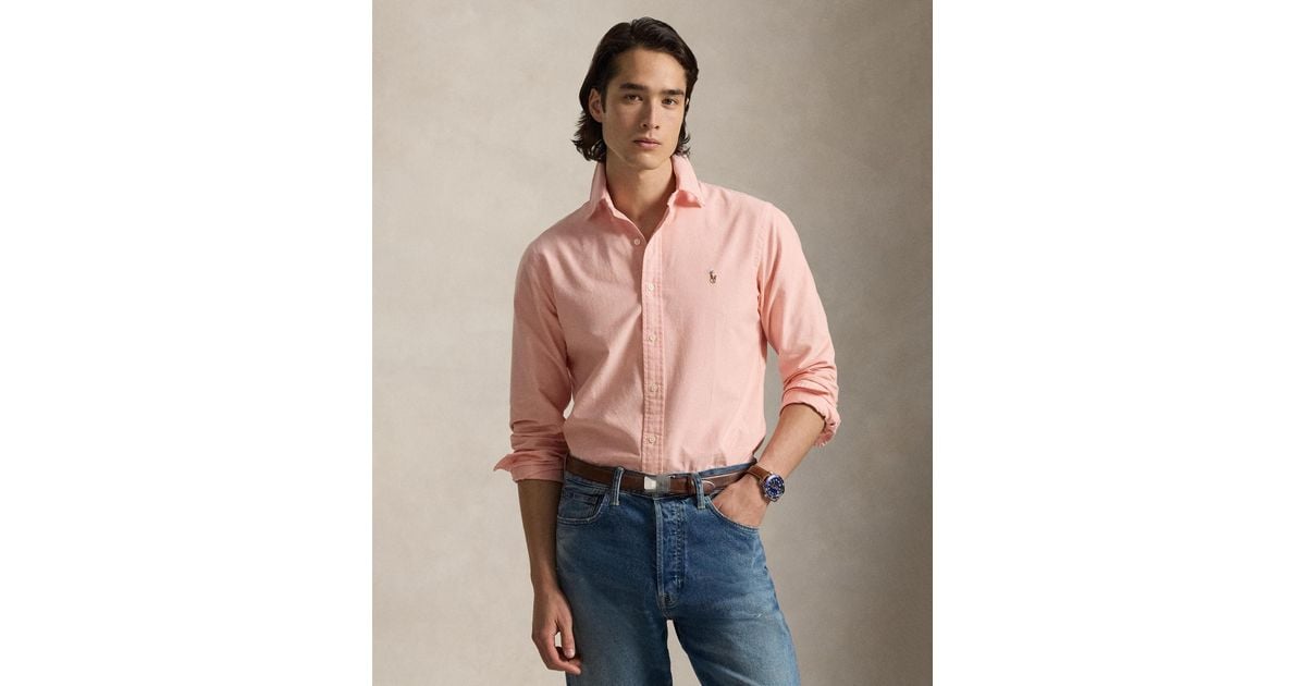 Polo Ralph Lauren Classic Fit Iconic Oxford Shirt in Red for Men | Lyst