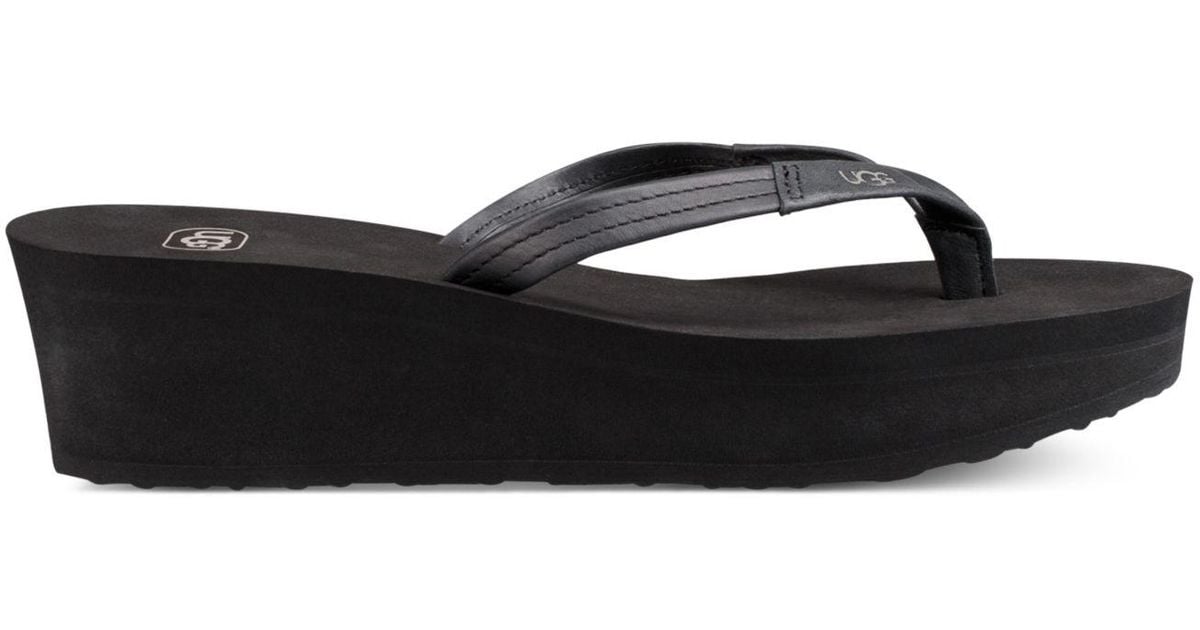 UGG Ruby Wedge Flip-flop Sandals in Black | Lyst