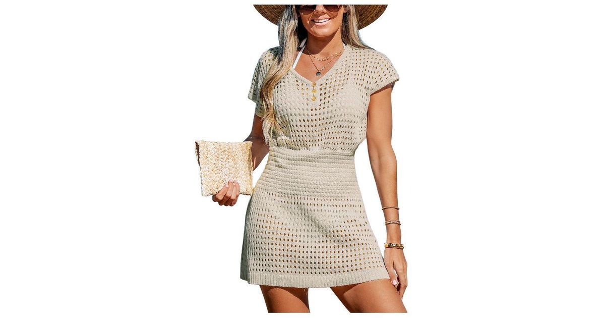 CUPSHE Storyteller Cutout Vneck Coverup Dress in White Lyst