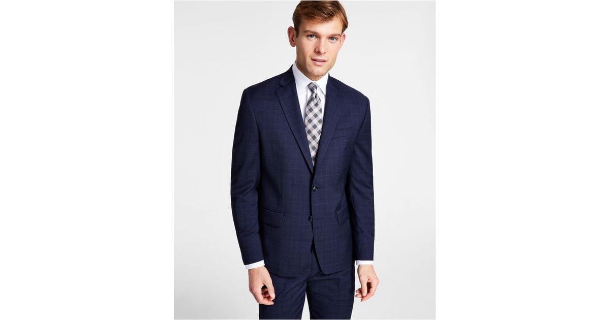 Michael Kors Tonal Plaid Classicfit Wool Stretch Suit Separate Jacket in Blue for Men Lyst Canada
