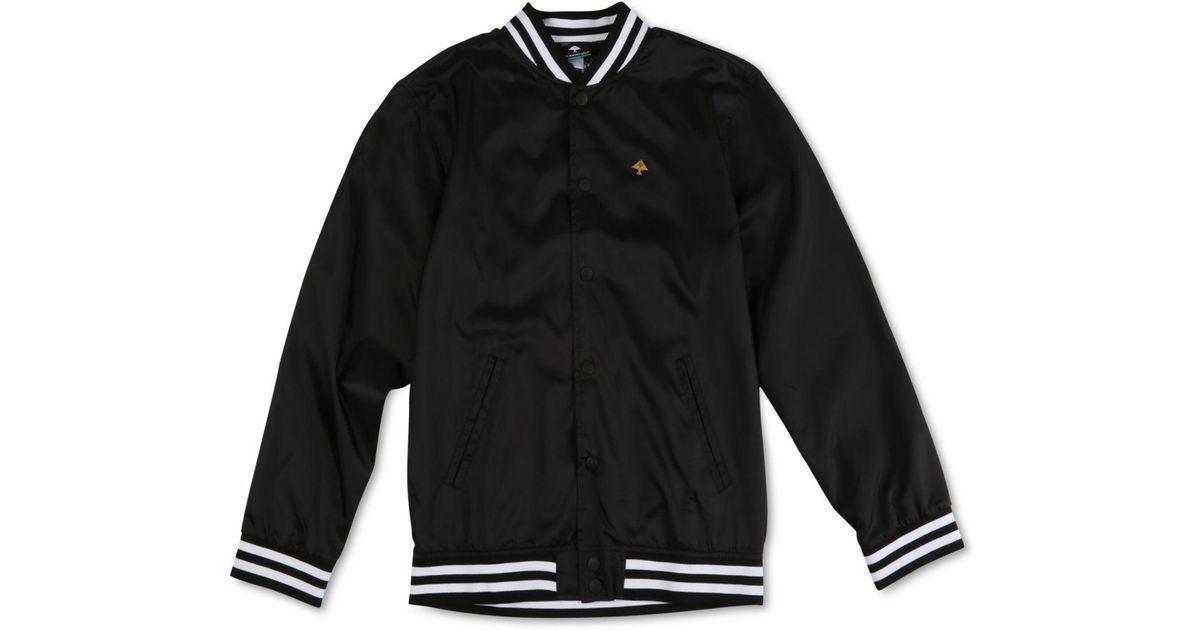 LRG Synthetic Graphic Bomber Jacket in Black Onyx (Black) for Men 