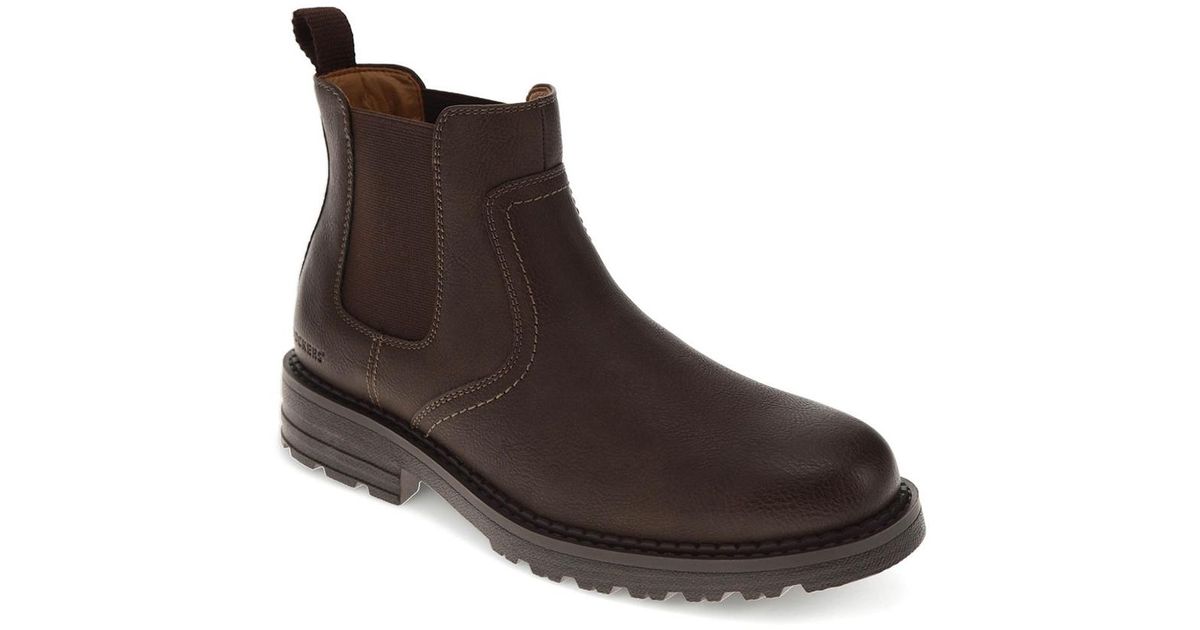 Size 12 M - Dockers Truman Plain Toe Chelsea Dark Brown Boots Stain Defender Dockers Truman Chelsea Boot - Free Shipping | DSW main image 2