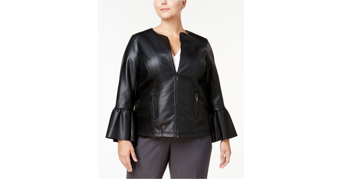 Alfani Plus Size Faux Leather Bell Sleeve Jacket In Deep Alfani Plus Size Faux Leather Bell Sleeve Jacket In Deep Black Lyst