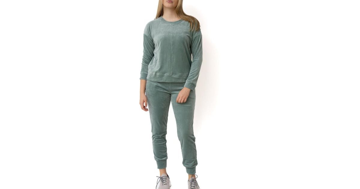 Cable & Gauge Velour Pullover And jogger Matching Set in Green Lyst
