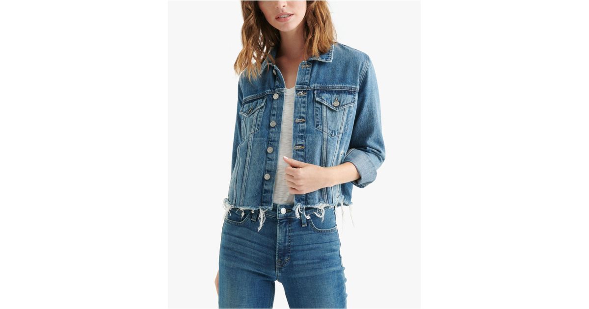 lucky brand frayed hem denim jacket