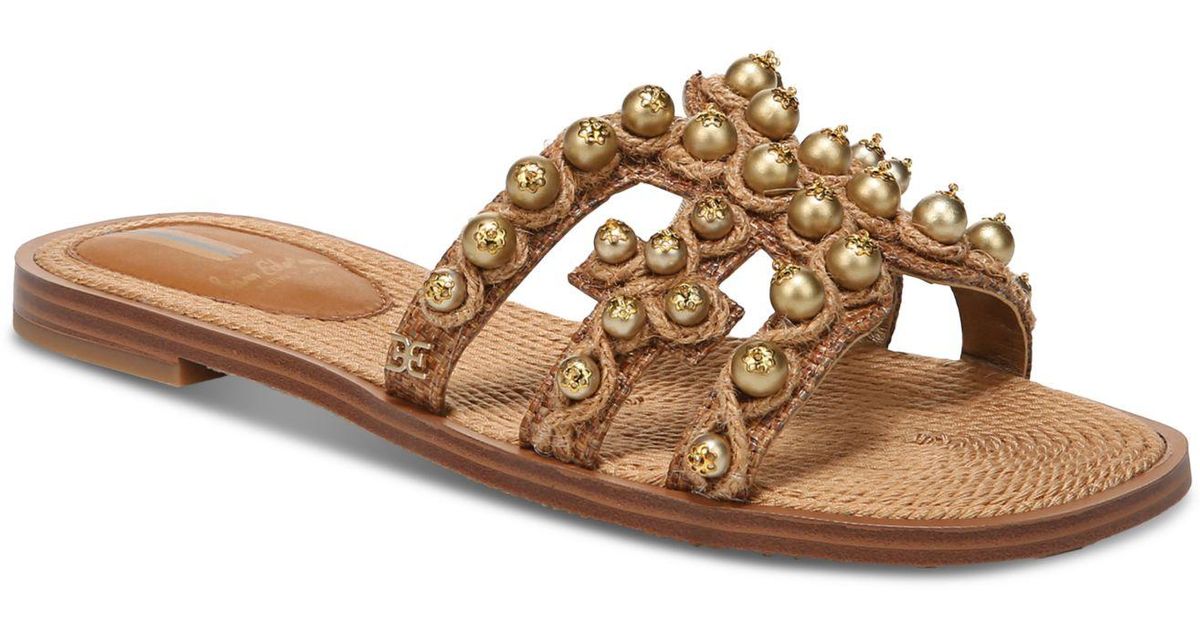 Sam Edelman Bay Soleil Embellished Slipon Sandals in Brown Lyst