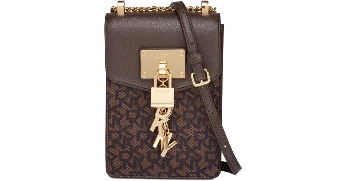 dkny elissa leather chain strap signature crossbody