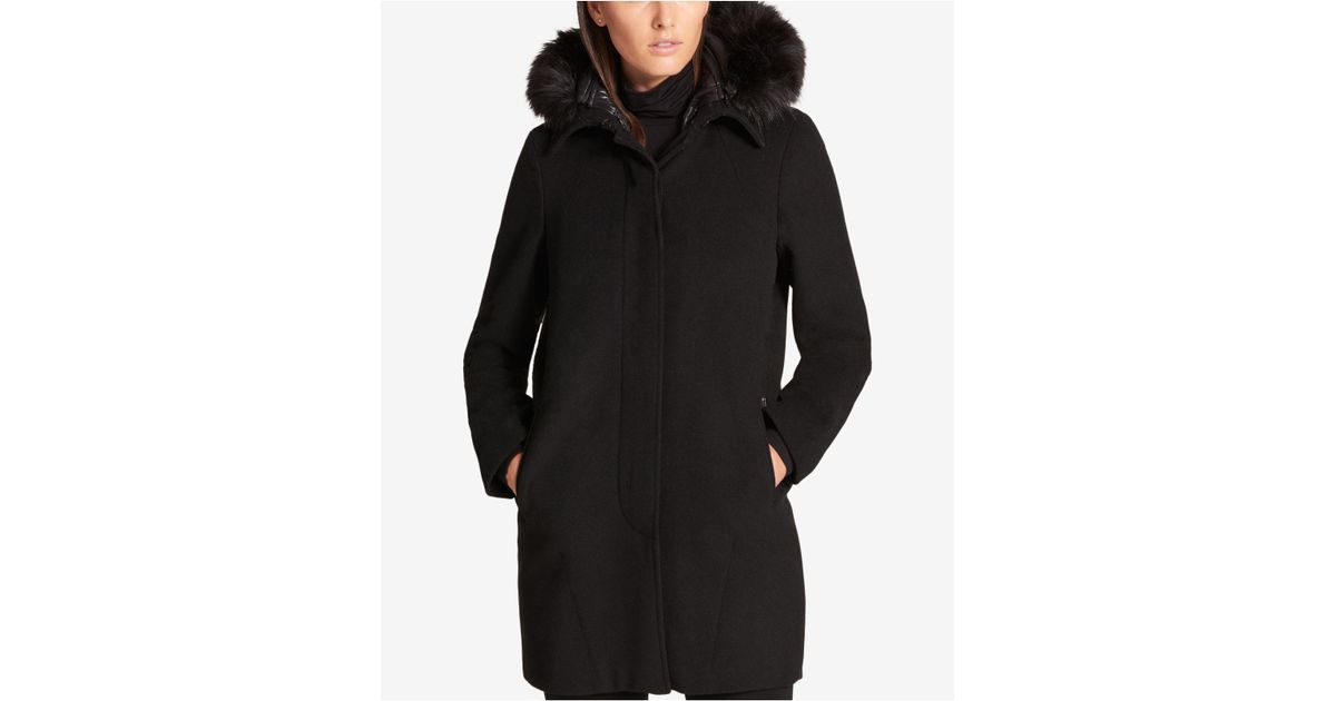 dkny hooded down and feather coat