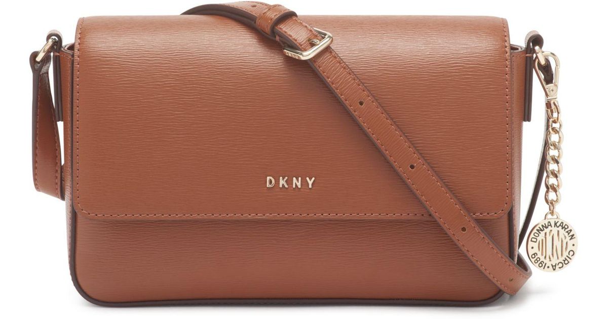 DKNY Bryant Medium Leather Flap Crossbody in Caramel (Brown) Lyst