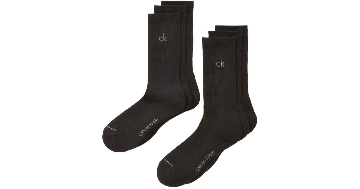Calvin Klein Synthetic Athletic Performance Crew Socks 6pack in Black