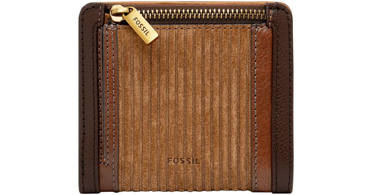 Fossil Logan Leather Rfid Small Bifold Wallet in Brown Lyst
