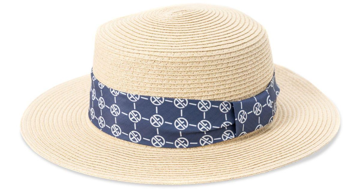 Giani Bernini Logo Ribbon Boater Hat in Blue | Lyst