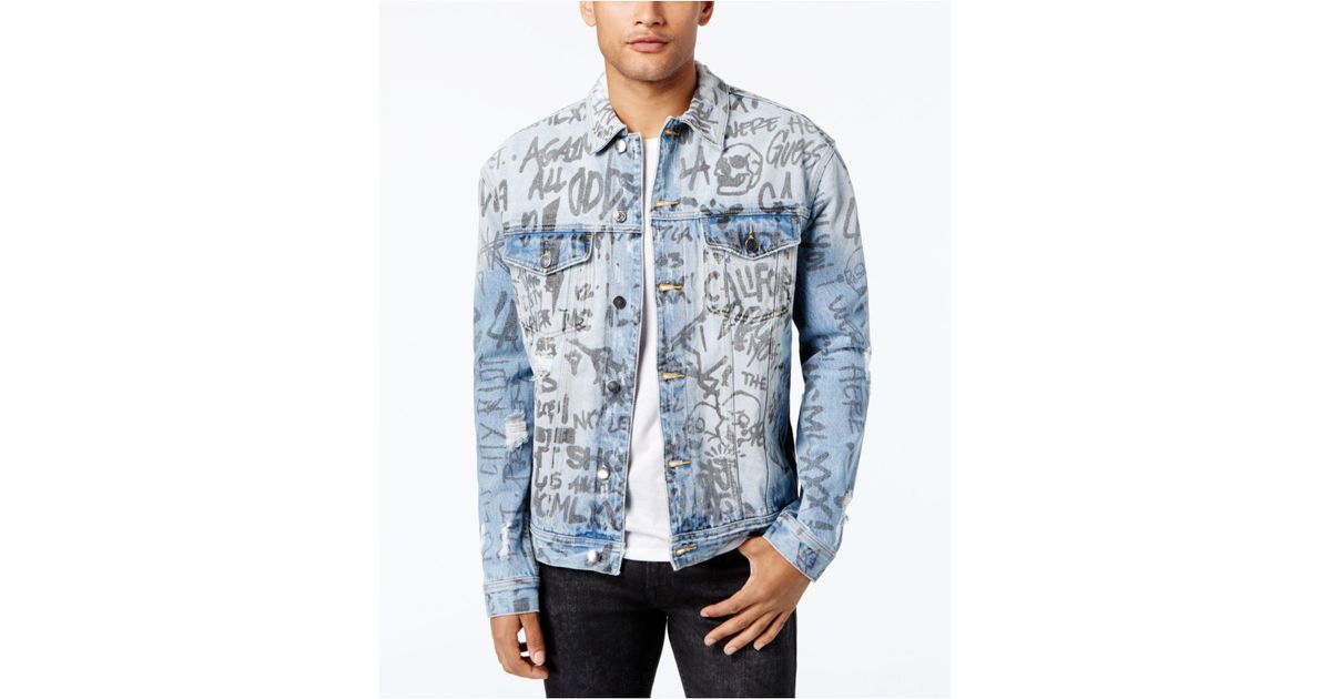 Guess Men's Graffiti Denim Jacket in 