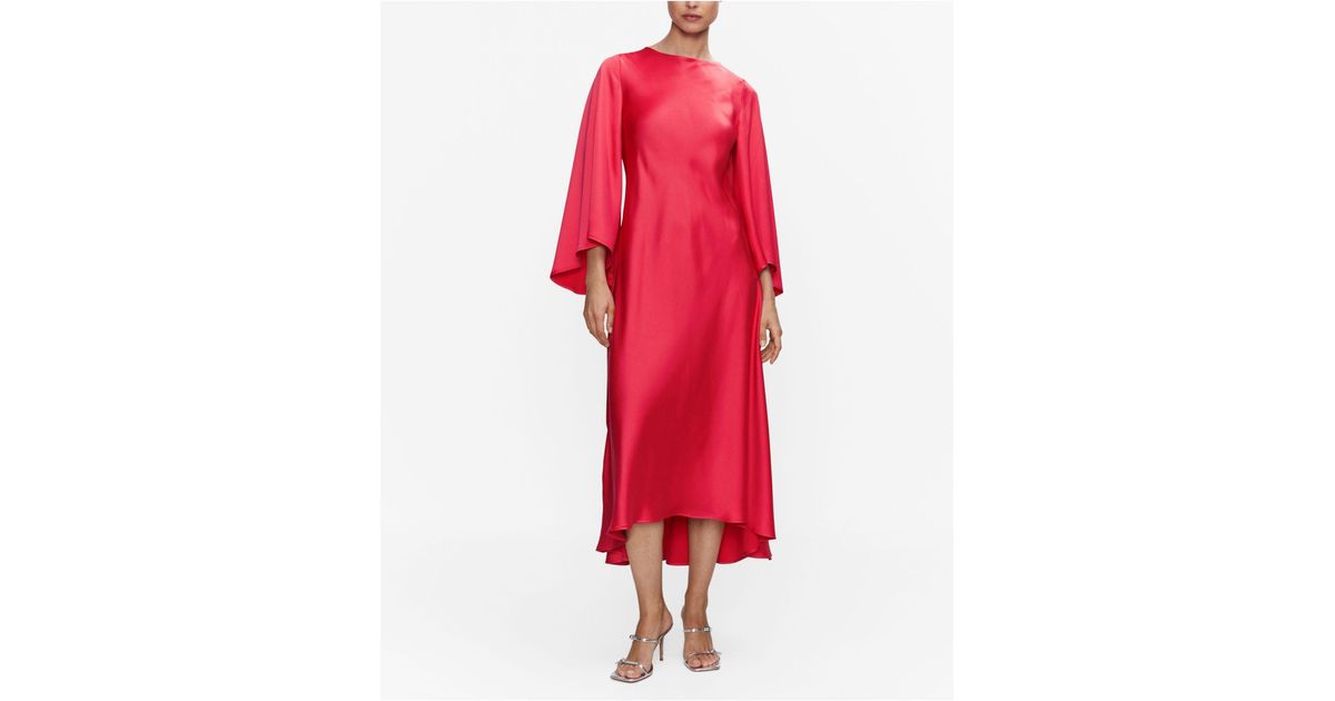 Mango Flared Sleeve Satin Dress Lyst