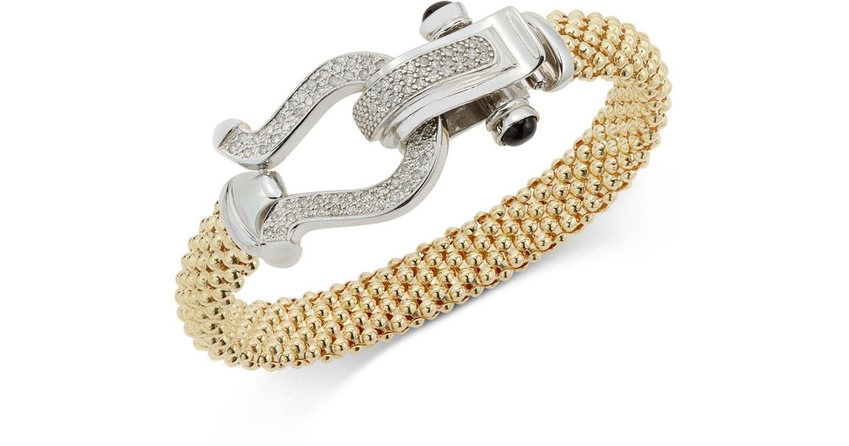 Macy's Diamond Horseshoe Clasp Mesh Bracelet (5/8 Ct. T.w.) In 14k Gold