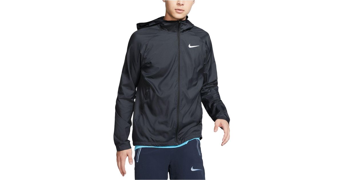 Nike Synthetic Essential Waterrepellent Hooded Running Jacket in Black