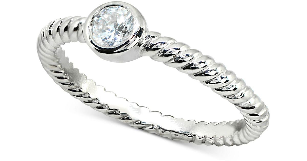 Giani Bernini Cubic Zirconia Stackable Bezel Twisted Ring In Sterling ...