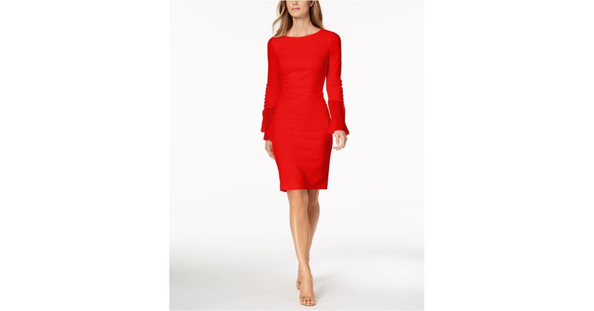 calvin klein red sheath dress