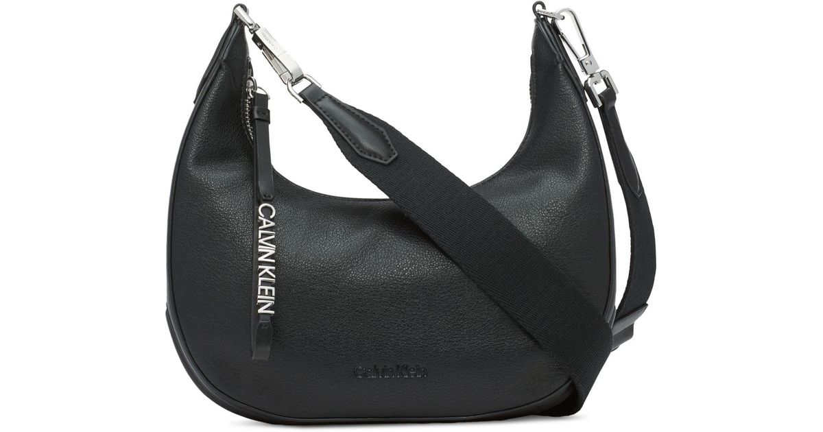 Calvin Klein Clay Small Top Zipper Convertible Crossbody Bag in Black ...