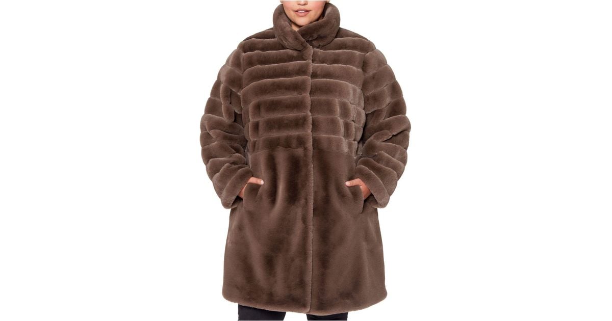Jones New York Plus Size Faux Fur Coat, Jones New York Petite Textured Faux Fur Coat With Hood