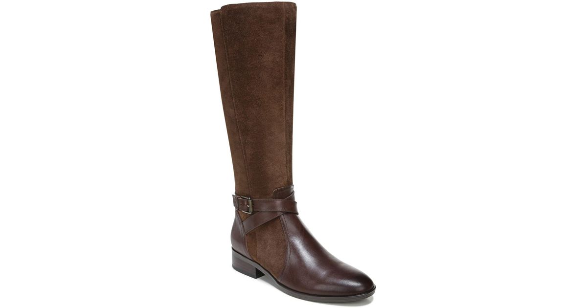 Naturalizer Rena Chocolate Wide Calf High Shaft Riding Boots in Brown ...