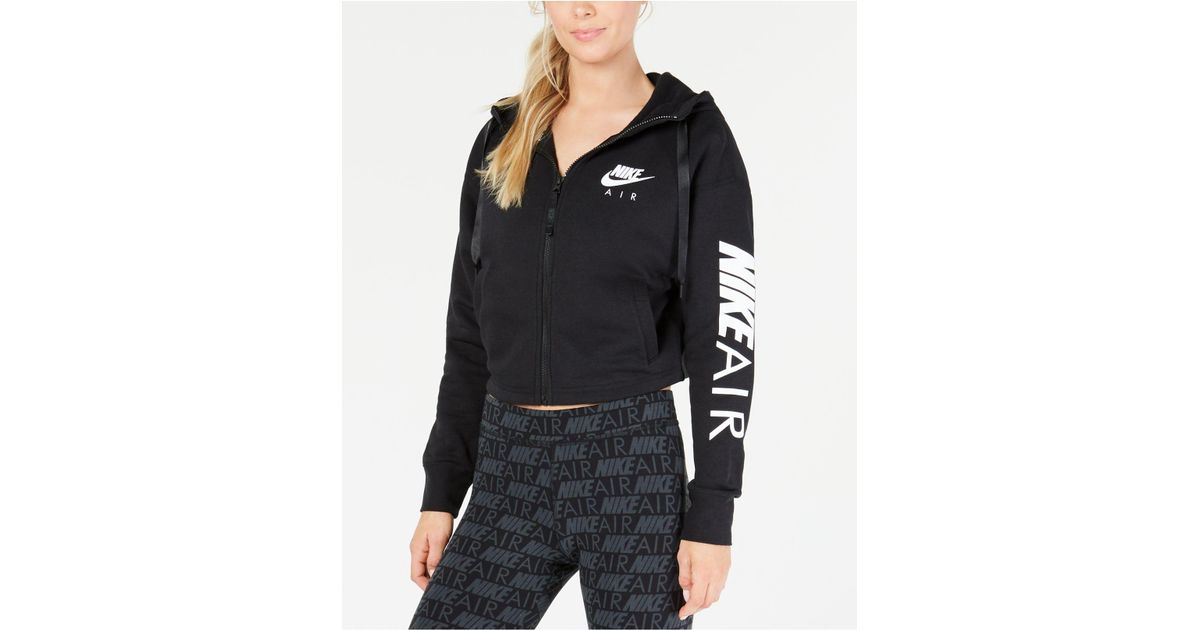 Nike Air Fleece Zip Cropped Hoodie in Black Lyst