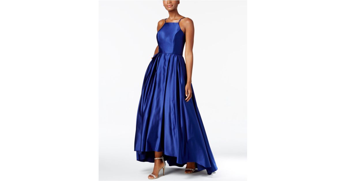 Betsy & Adam High-low Satin Gown in Blue | Lyst