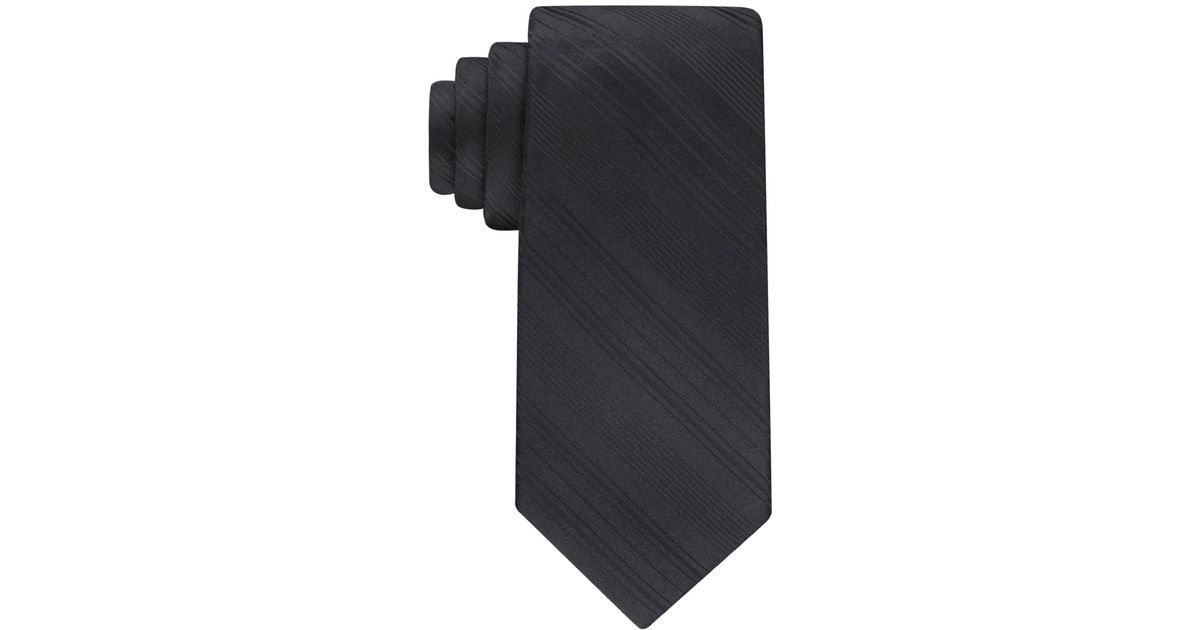 Calvin Klein Satin Stripe Tie in Black for Men Lyst