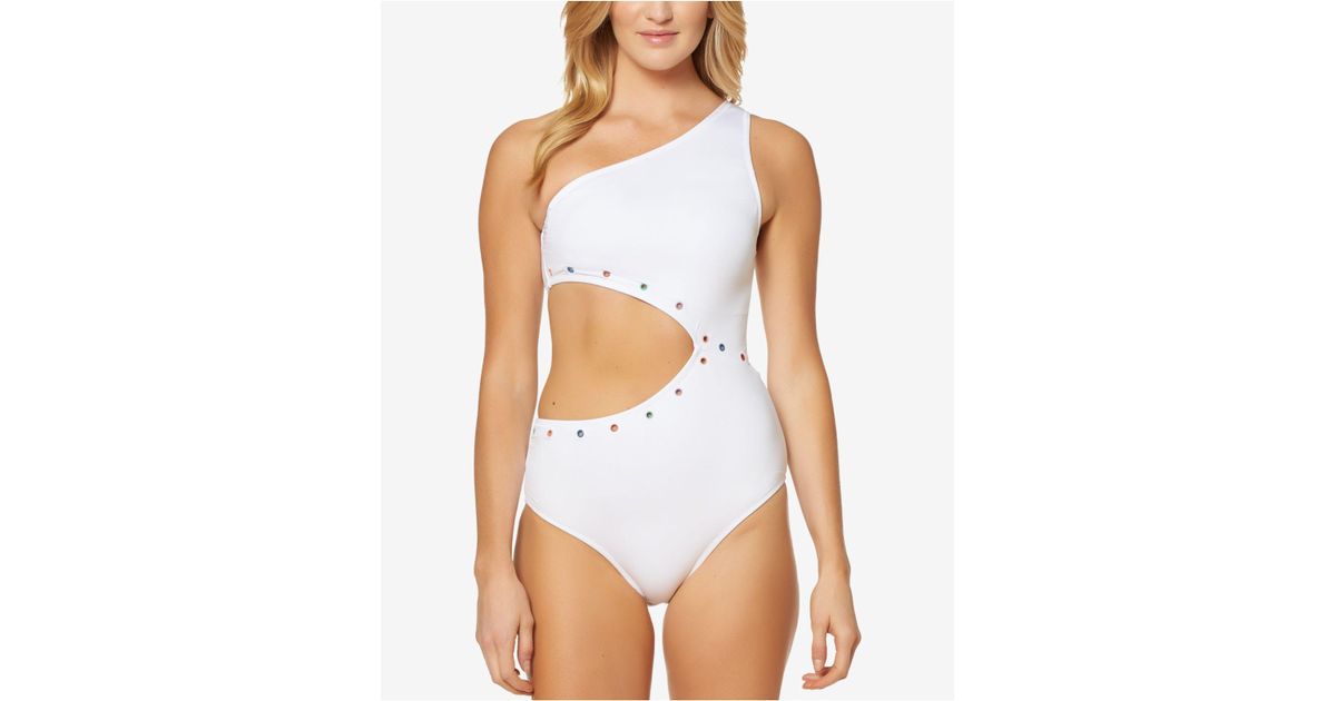 white embellished swimsuit