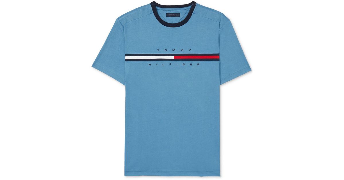 Tommy Hilfiger Tino Logo Graphic Tshirt With Closures in Blue