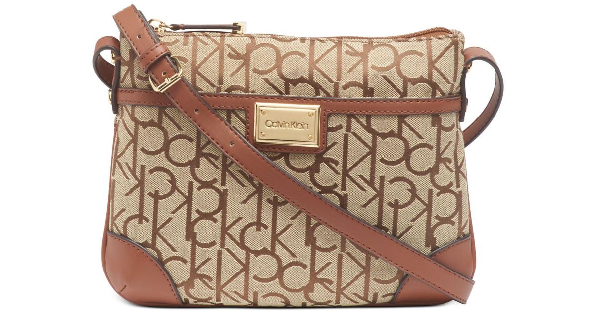calvin klein round signature crossbody