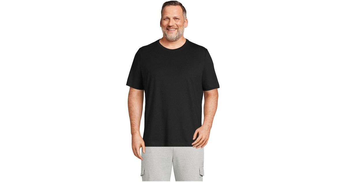 Lands' End Big And Tall Supert Short Sleeve Tshirt in Black for Men