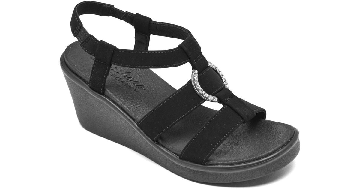 Skechers Synthetic Cali Rumble On - Dance Away Wedge Sandals From Finish Line in Black - Lyst