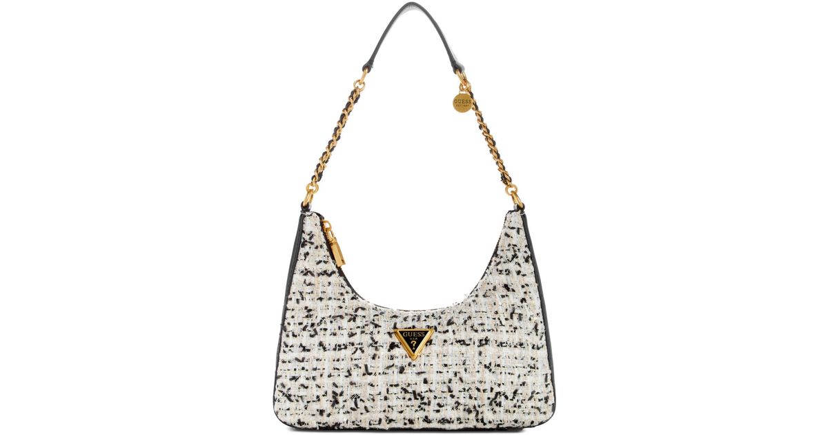 Guess Giully Tweed Top Zip Small Shoulder Bag in Metallic Lyst