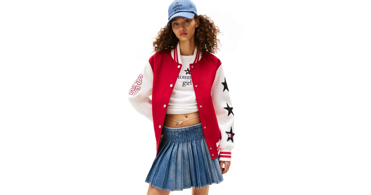 Tommy Hilfiger Tommy Girl Varsity Jacket in Red Lyst