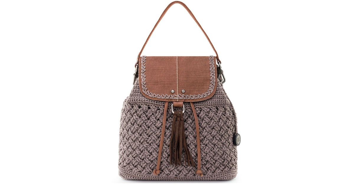 The Sak Avalon Crochet Backpack in Brown | Lyst